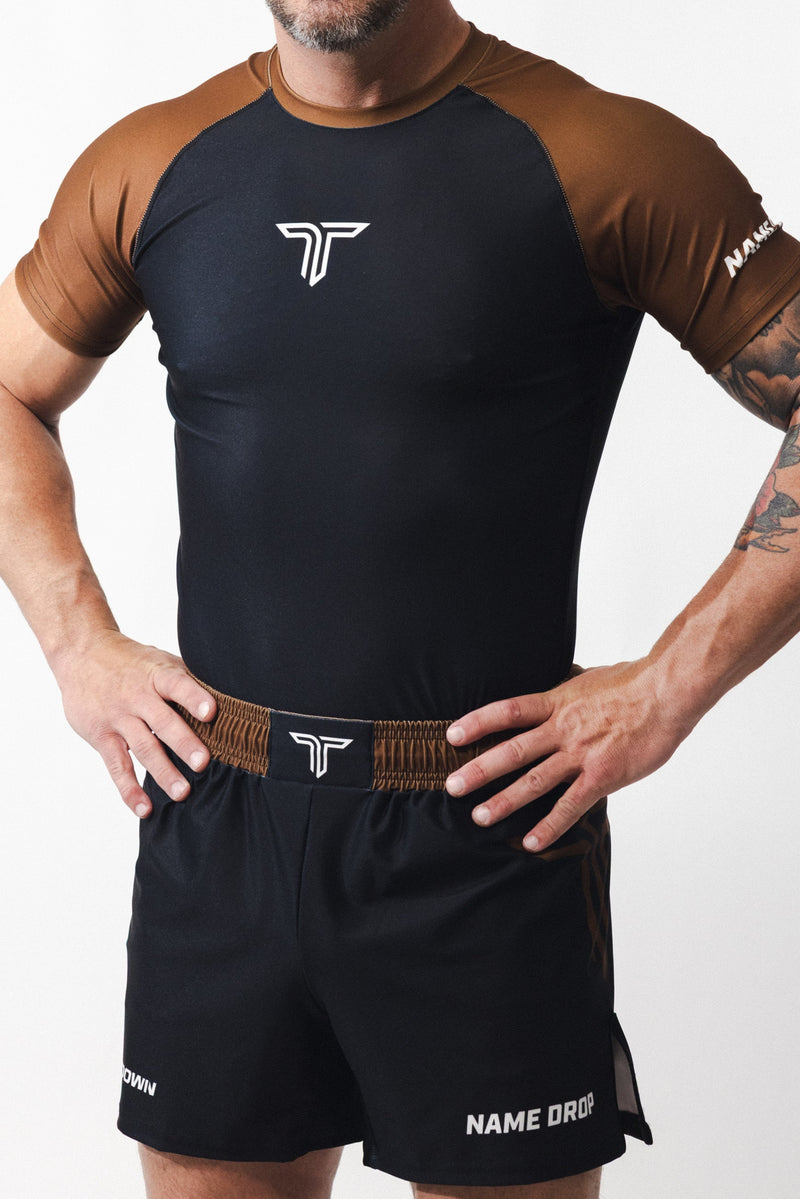 Ranked Jiu Jitsu Short-Sleeve Rashguard - Brown