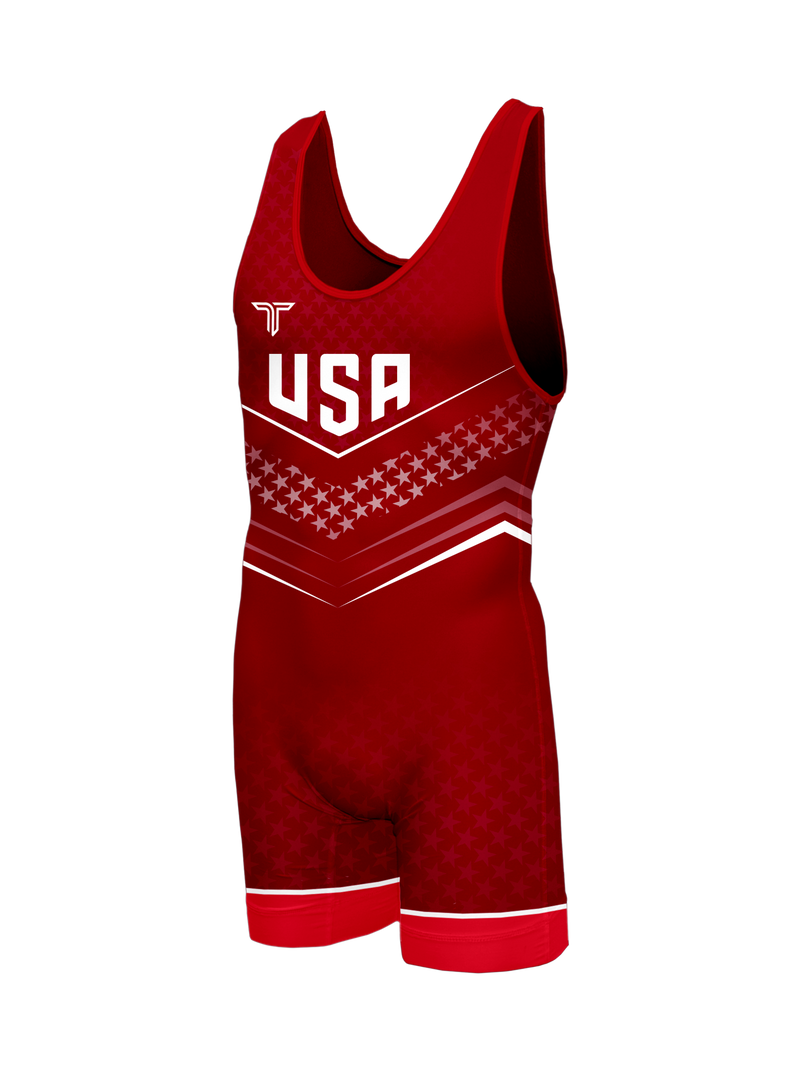 Youth Starfall Wrestling Singlet - Red